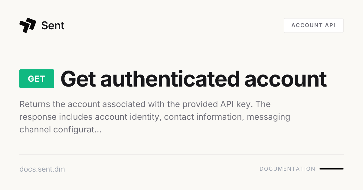Get authenticated account | Sent API Docs
