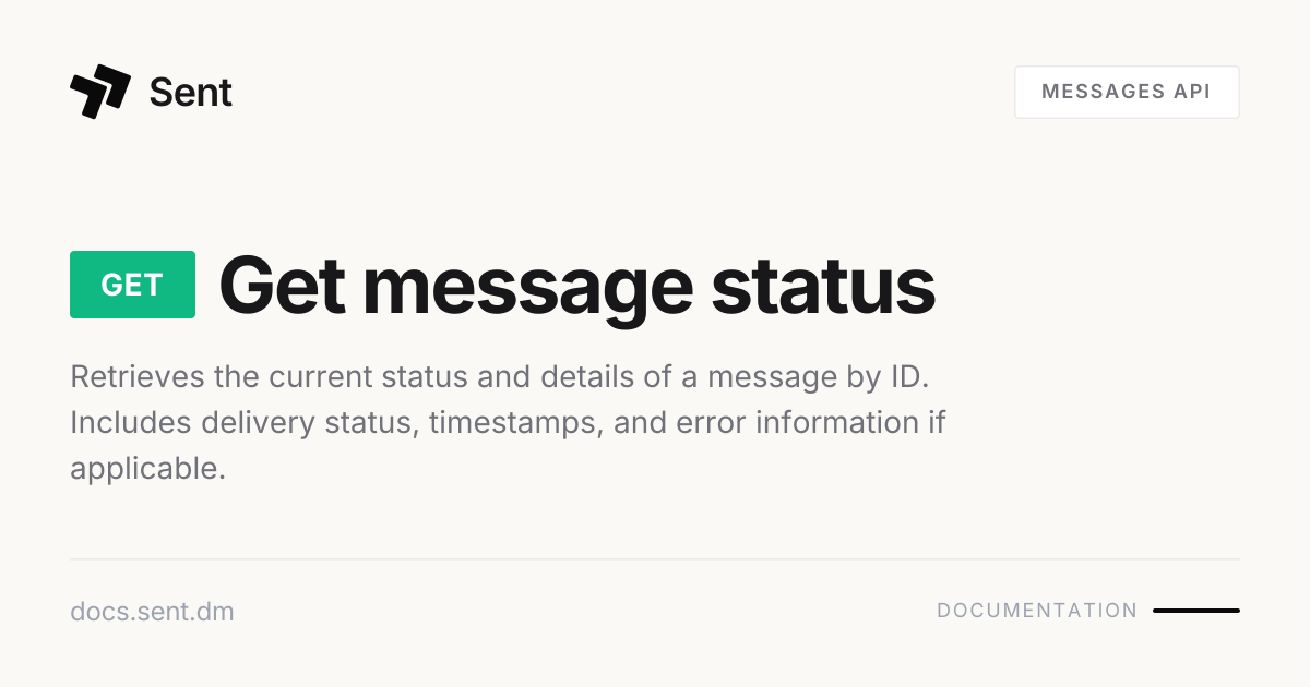 Get message status | Sent API Docs