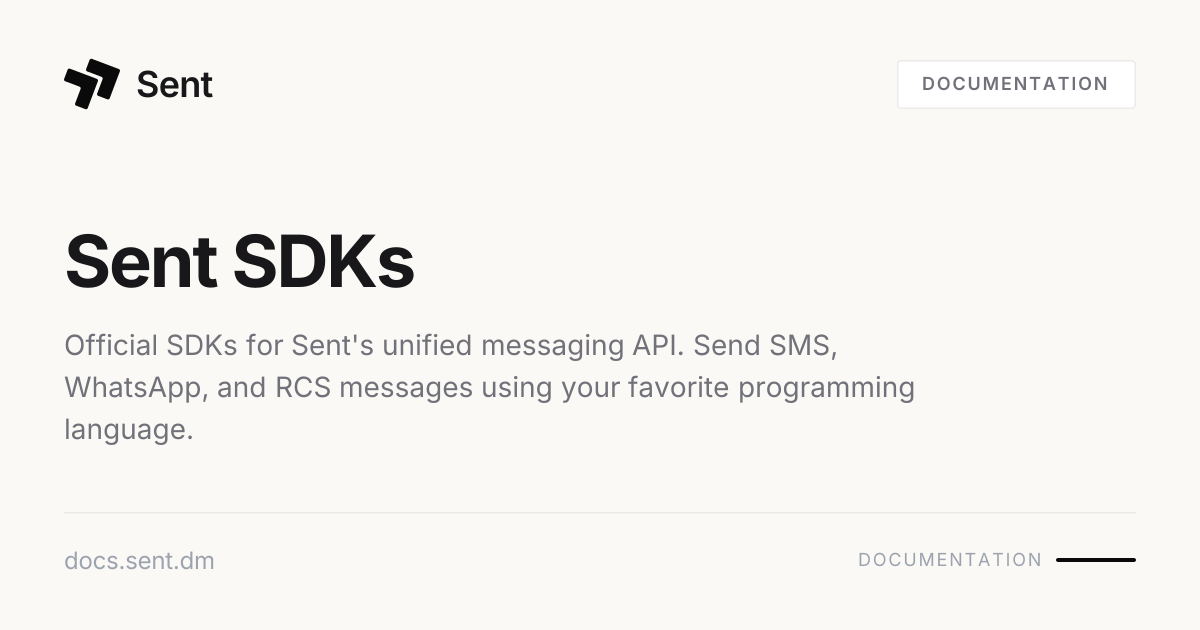 Sent SDKs | Sent API Docs